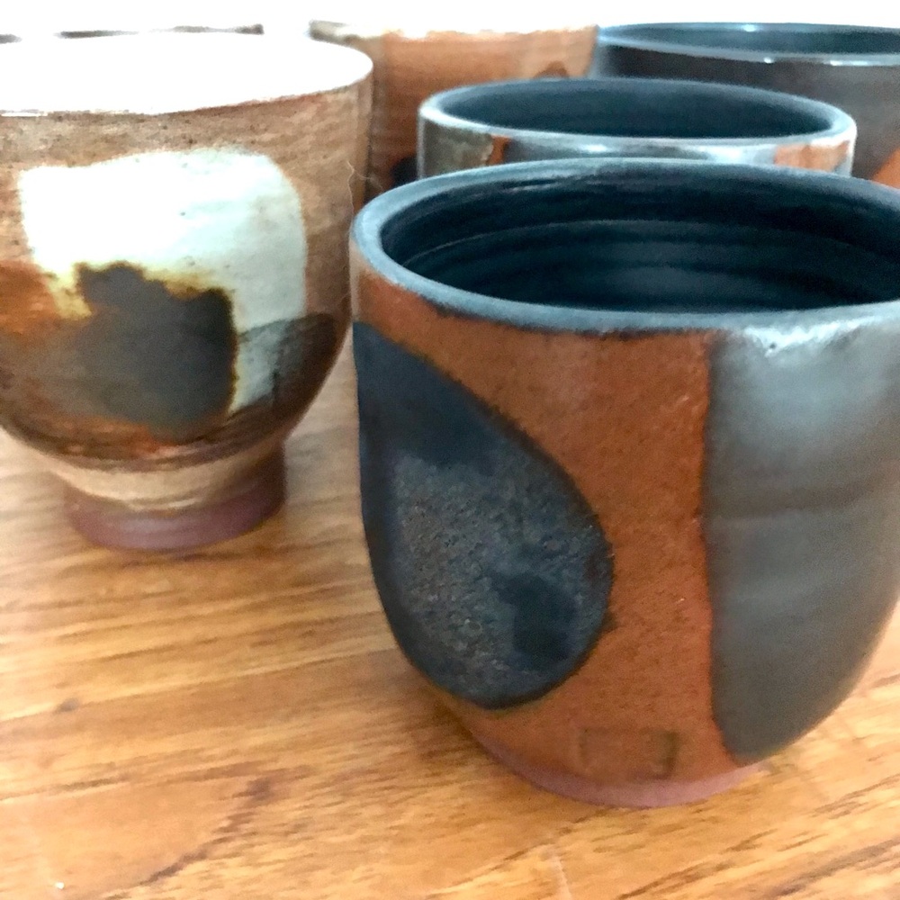 Handmade Pottery-Wheel Thrown Ceramic Tumbler - Shino glazes.